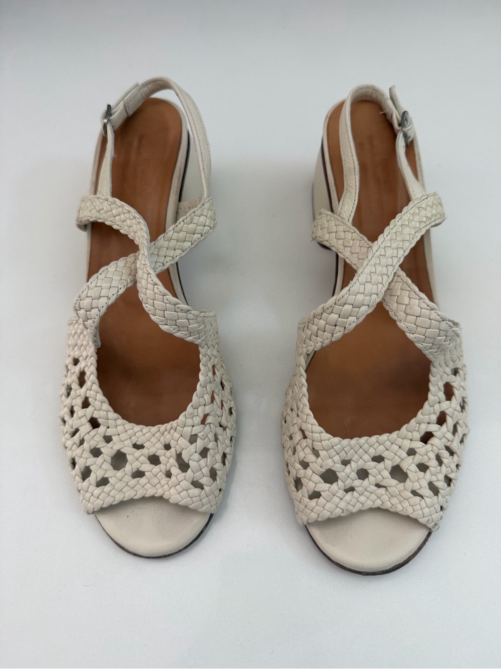 Naguisa Women's Woven Slingback Sandals in Cream Size 39, made in Spain